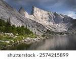 East Temple Peak and deep lake. Bridger Wilderness Wind River Range, Wyoming.