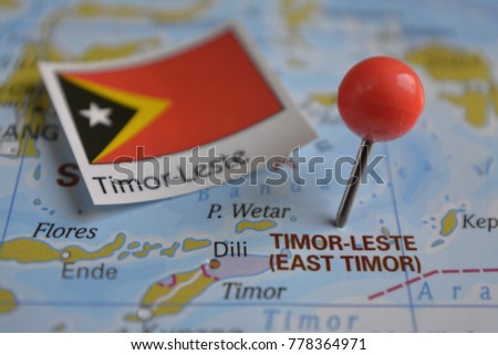 East Timor marked on map with red pin