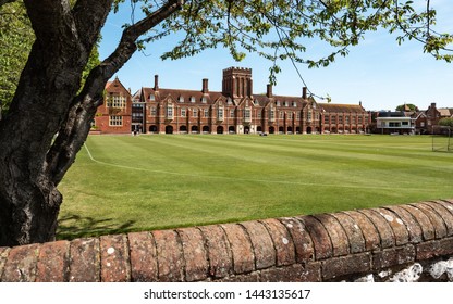 Eastbourne College, East Sussex, England. The Main Building And Cricket Grounds Of The Co-educational Independent Private School On The UK South Coast.