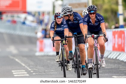 Eastbourne, East Sussex, UK. July 27th 2019. Elite And Amateur Cyclists Both Young And Old Take Part In This Annual Event Around The Roads Of This Popular Coastal Town