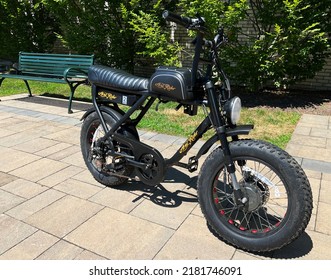 Eastchester, NY - June 23, 2002. An Ariel Rider D Class Moped Style Electric Bicycle. The Bike Has Both A Throttle And Pedal Assist. It Is A Perfect Commuter Bike.