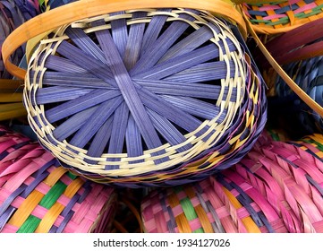 Easter Basket Pink And Purple Wooden Weave