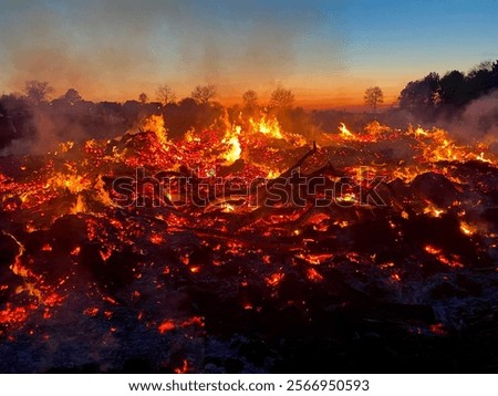 Easter bonfire in Sievern at sunset