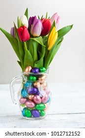 Easter Breakfast, High Tea, Table Setting For A Festive Dinner