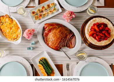 Easter Brunch, Ham Dinner, Dinner Table Spread