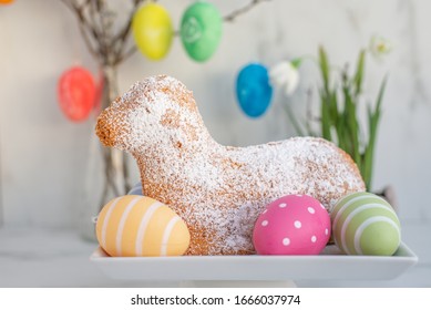 Easter bunny and Easter Lamb cake with easter eggs 