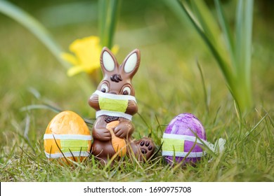 Easter Bunny With Mouth Mask To Prevent Corona Virus