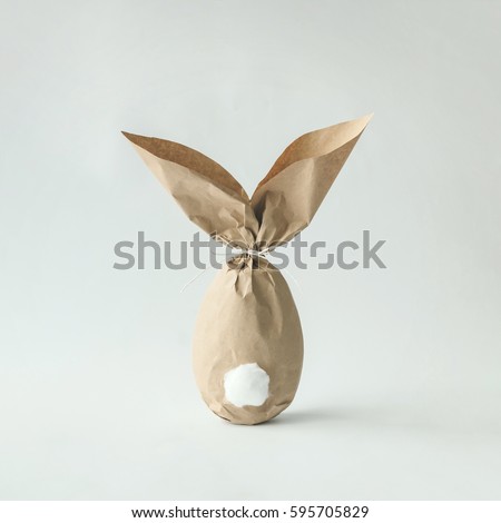 Easter bunny paper gift egg wrapping diy idea. Minimal easter concept