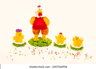 Easter Candy. Chicks And Cockerel.