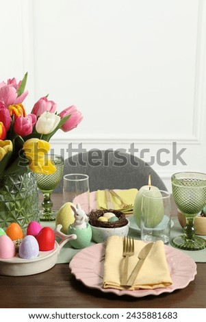 Similar – Image, Stock Photo Elegant spring table setting with nest and eggs
