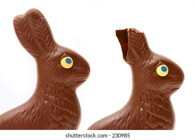 Easter Chocolate Bunny - Full And Eaten Ears