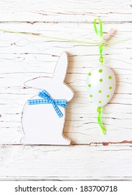 Easter composition with  Easter bunny and egg.