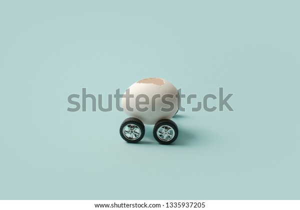 Easter concept.\
Abstract car made from\
eggs