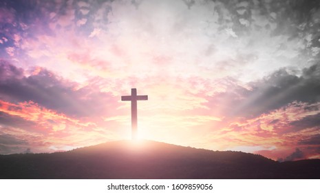 Easter concept: The Cross symbol of christian and Jesus Christ - Shutterstock ID 1609859056