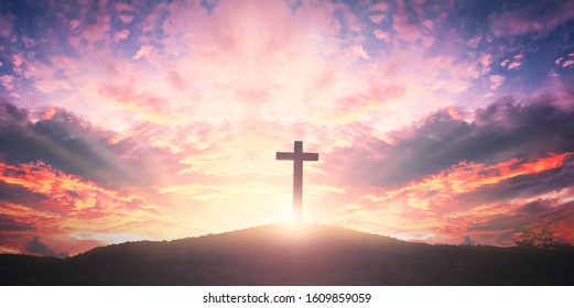 Easter concept: The Cross symbol of christian and Jesus Christ
