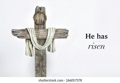 easter cross with he has risen - Shutterstock ID 266057378
