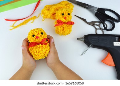 Easter Cute Yellow Pompom Chicken Made Stock (Edit Now) 1659168058