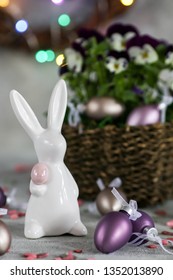 Easter decoration with a hare and colored eggs