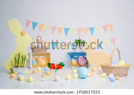 Easter decoration of the room or studio.