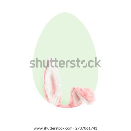 Easter egg with bunny ears inside on a white isolated background. Easter concept