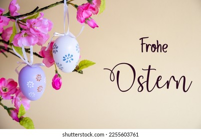 Easter Egg Decoration With Flower Bouquet, Frohe Ostern Means Happy Easter - Shutterstock ID 2255603761