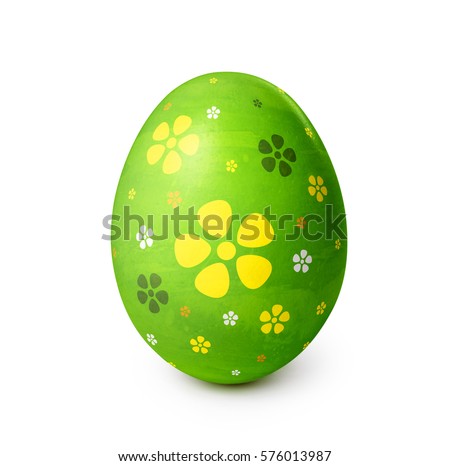 Easter egg with flower pattern isolated on white background. Clipping path included