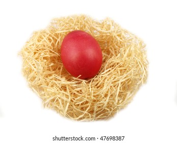 Easter egg in straw nest