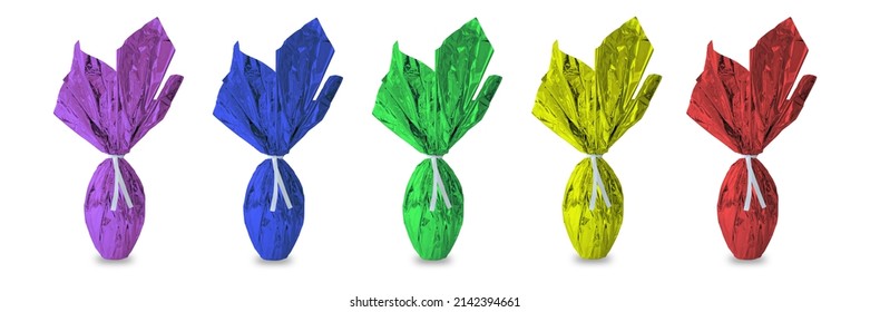 Easter egg wrapped in colorful foil paper