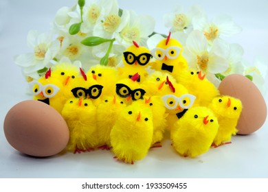 Easter eggs  baby chicks- Eggs and chicks symbolize new life. Eggs have been a symbol of spring since ancient times. . The chick, hatching out of the egg, symbolizes new life or re-birth.