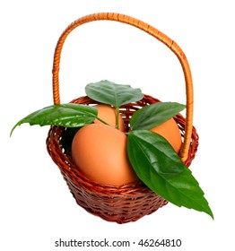 Easter eggs in basket