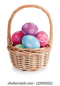 Easter eggs and basket isolated