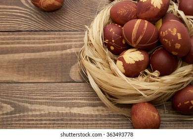 Easter eggs composition in rustic style