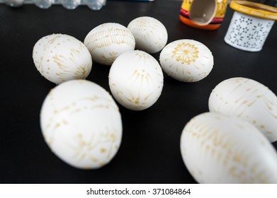 Easter eggs decorated with wax - Shutterstock ID 371084864