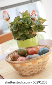 Easter eggs - a decoration on table