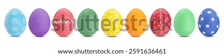 Easter eggs in different colors isolated on white, set