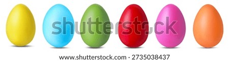 Easter eggs dyed in different colors for festive celebration isolated on white, set