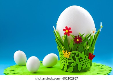 Easter  eggs on  blue background 