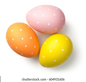 Easter Eggs On White Background. Top View
