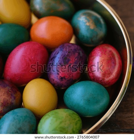 Easter eggs painted in different colos 