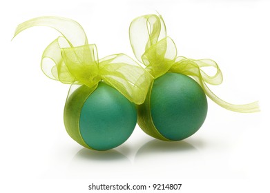easter eggs with ribbon
