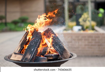 Easter Fire For The Easter Vigil In Front Of A Church