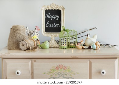 Easter Home Interior. Seasonal Home Interior. Easter Decoration.