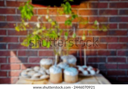 Easter hunt. Spring holiday at Sunday. Eastertide and Eastertime. Good Friday. Easter blurred background composition. Happy Easter holiday defocused background. Easter Sunday.