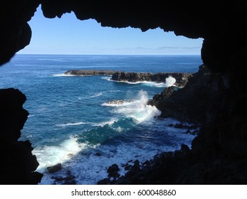 Easter Island Cave With Crashing Waves