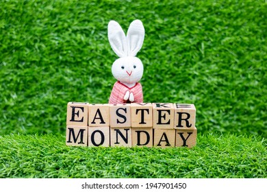 Easter Monday With Eggs Decoration On Green Grass. It Is The Day After Easter Sunday And Is A Public Holiday In Some Countries. It Is The Second Day Of Eastertide. In Western Christianity, 