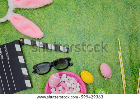 easter movie/film concept.Flat lay