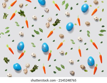 
easter patter background with various easter decorations. cute minimalism. stylish creative concept