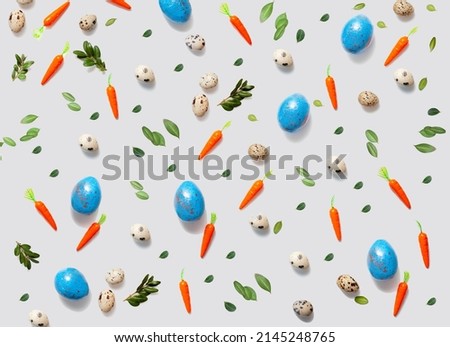 
easter patter background with various easter decorations. cute minimalism. stylish creative concept