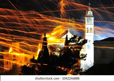 Easter Rocketwar In Chios/greece