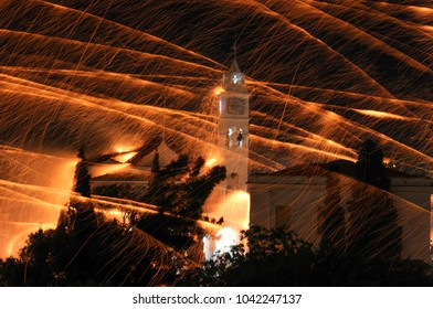 Easter Rocketwar In Chios/greece